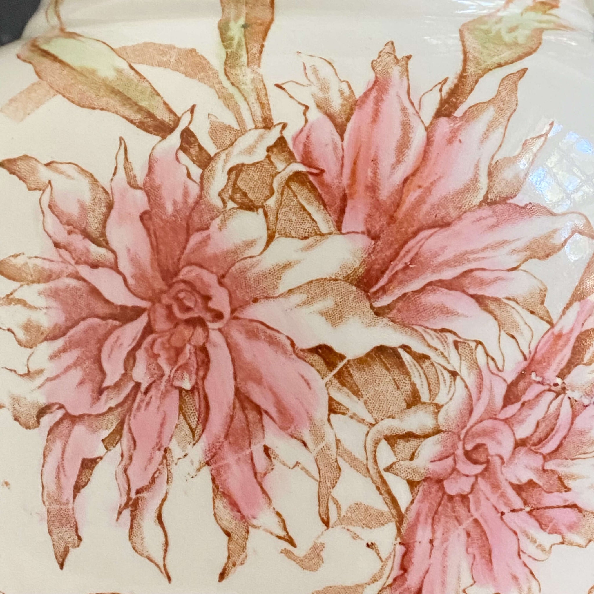 Antique Pink Floral Royal Porcelain Wash Basin & Pitcher by Maddock's Lamberton Works circa 1888-1902