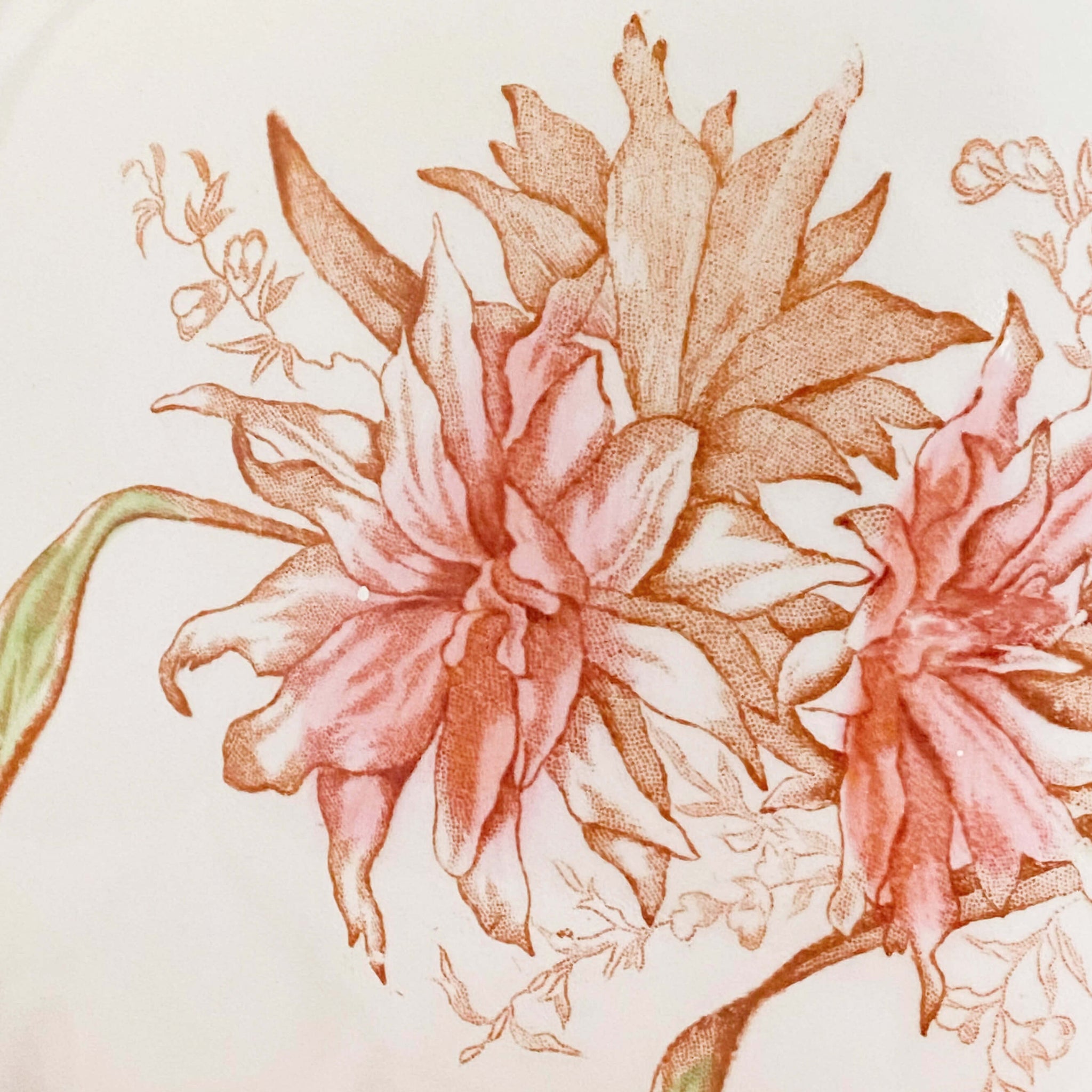 Antique Pink Floral Royal Porcelain Wash Basin & Pitcher by Maddock's Lamberton Works circa 1888-1902
