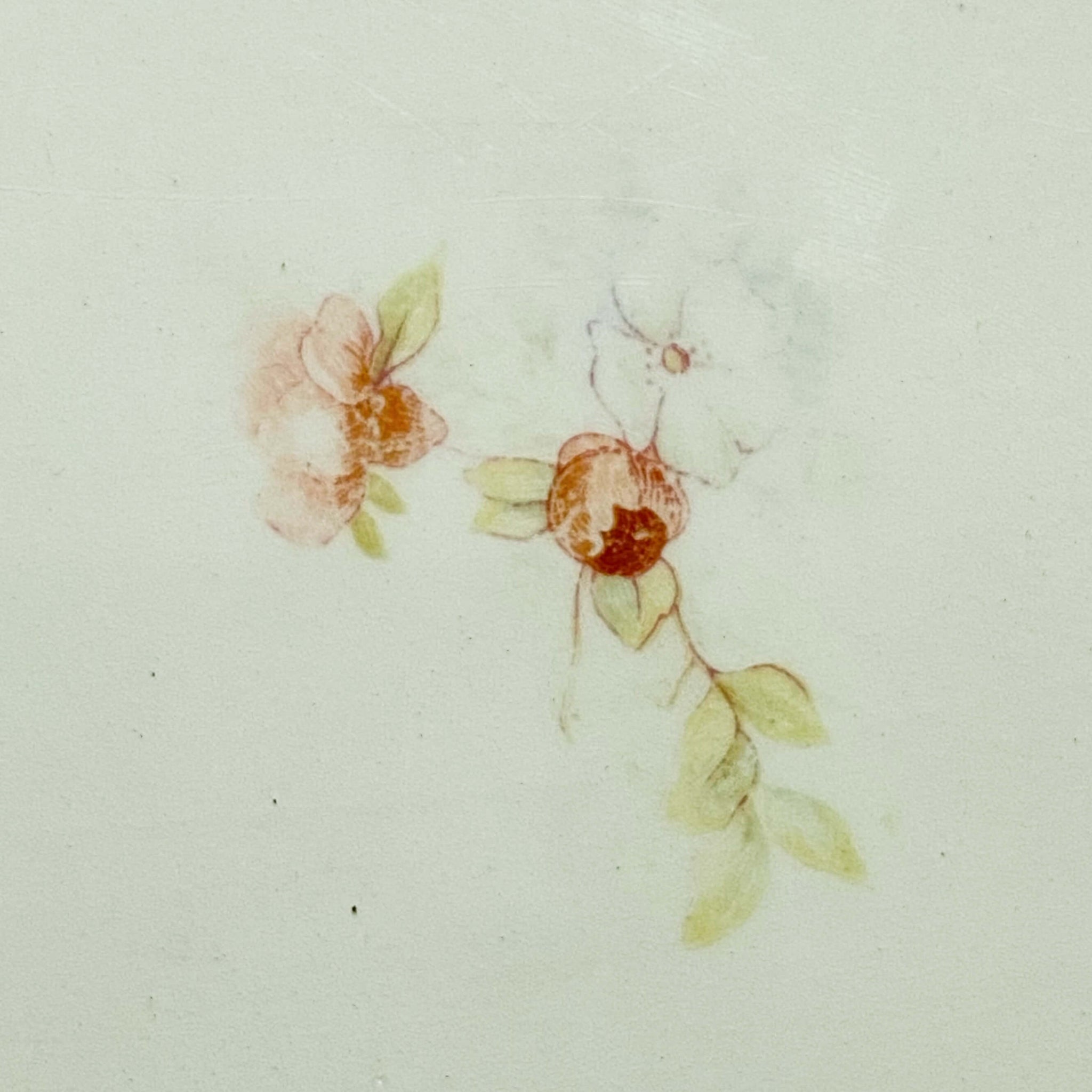 Large Antique Anchor Pottery Platter with Pink & White Flowers circa 1884-1926