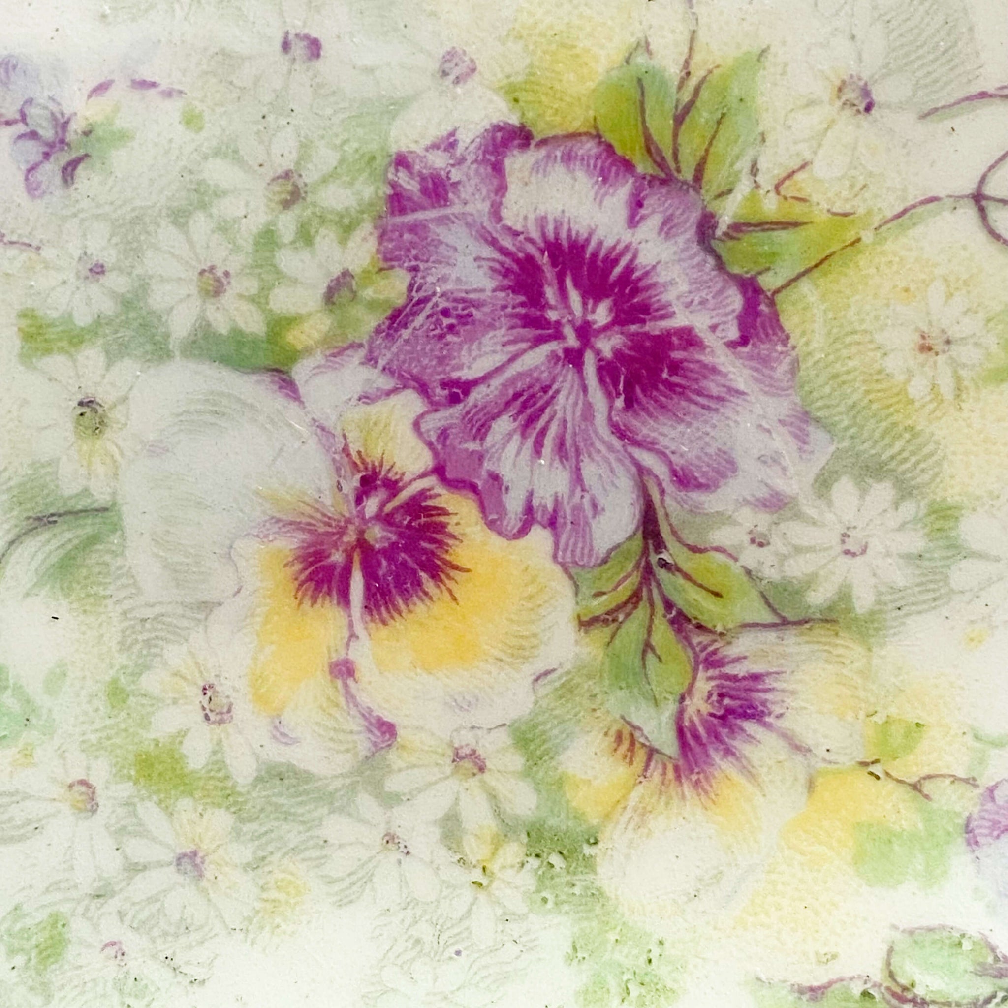 Antique Purple Pansy Flower Platter by C.P.Co in the Dixie Shape circa 1880s-early 1900s