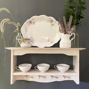 Antique Purple Pansy Flower Platter by C.P.Co in the Dixie Shape circa 1880s-early 1900s