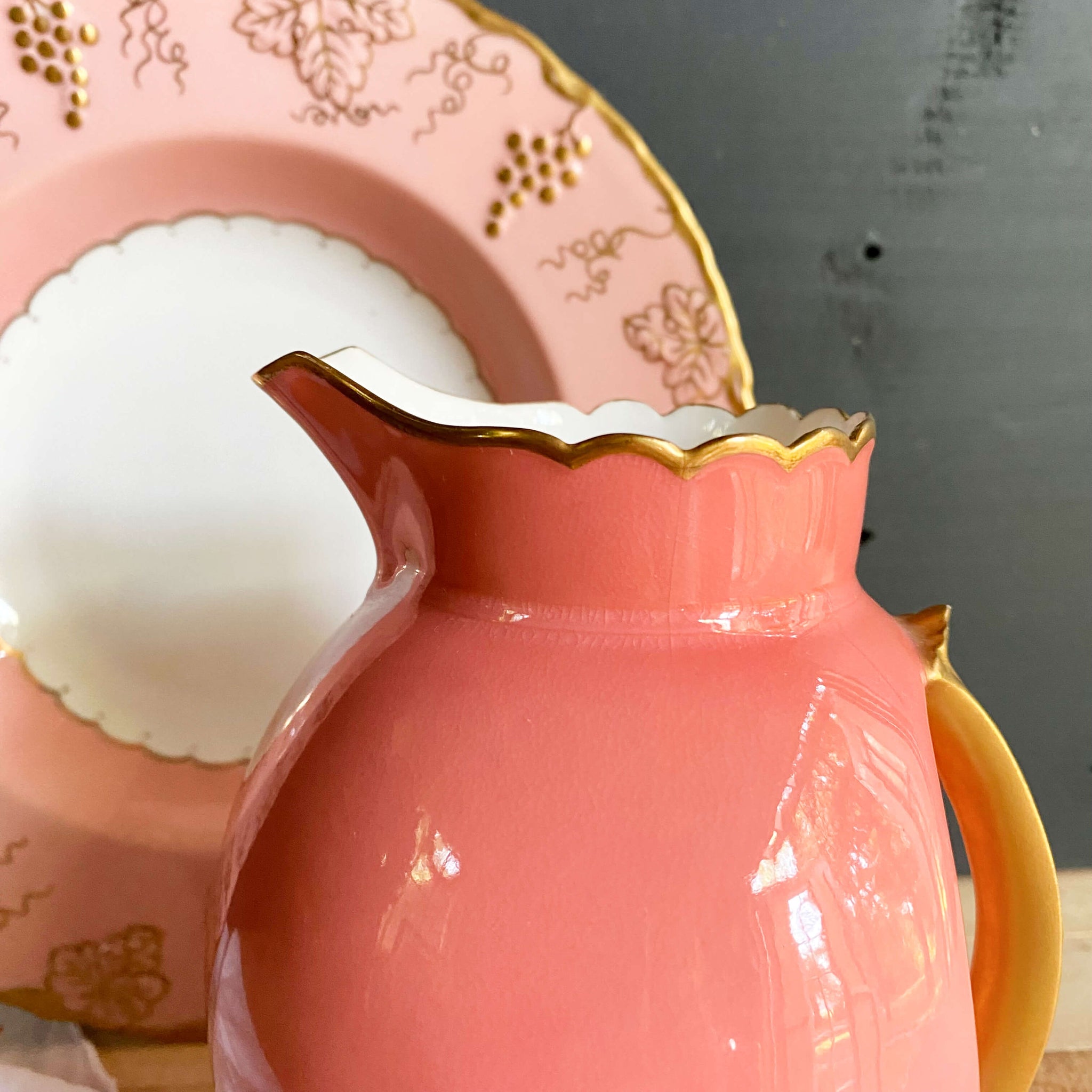 Rare Pink & Gold Antique Royal Crown Derby Cream Jug for Bigelow Kennard & Co Boston circa 1888