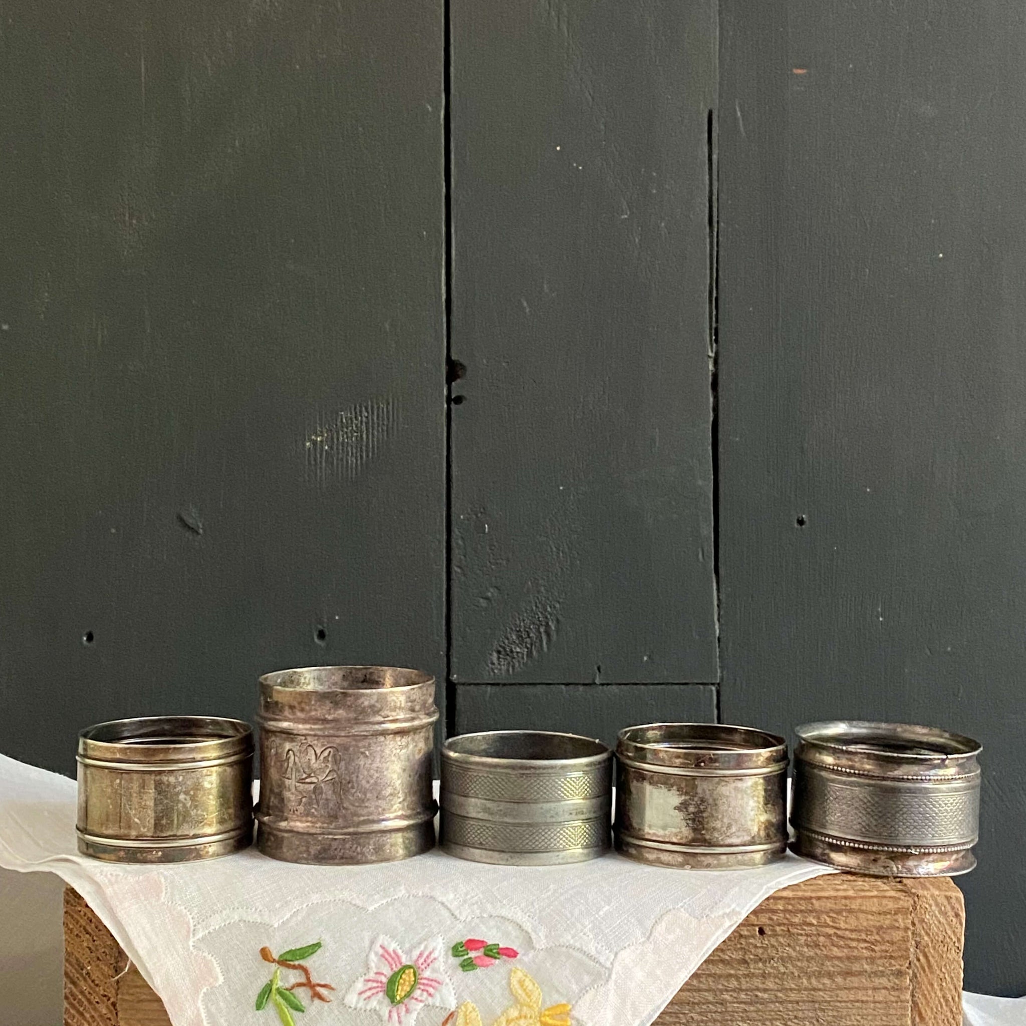 Mismatched Set of Vintage and Antique Napkin Rings - Set of Five