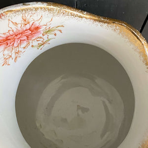Antique Pink Floral Royal Porcelain Wash Basin & Pitcher by Maddock's Lamberton Works circa 1888-1902