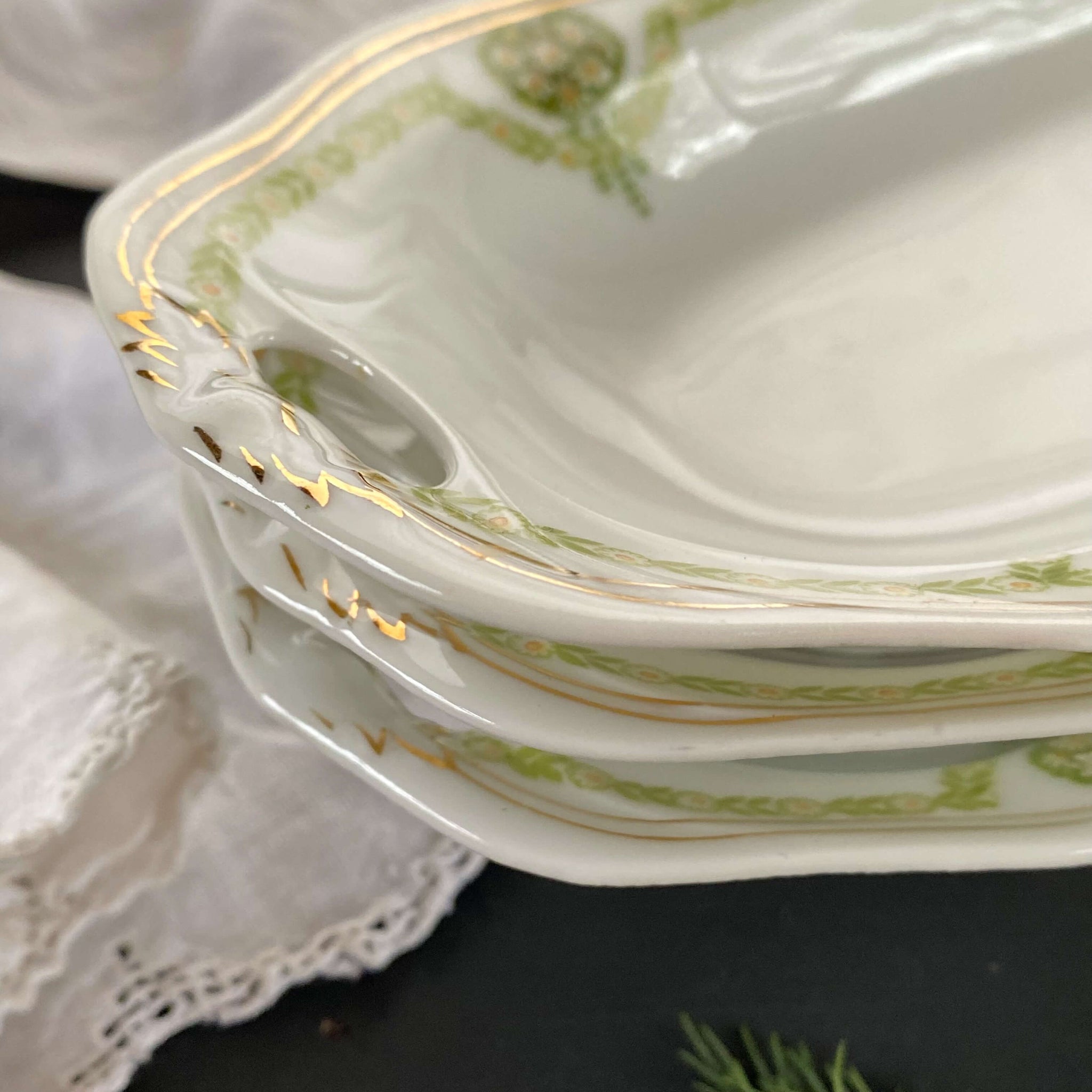 Antique Weimar Porcelain Celery Trays with Daisy Flowers - Set of Three circa 1905-1933