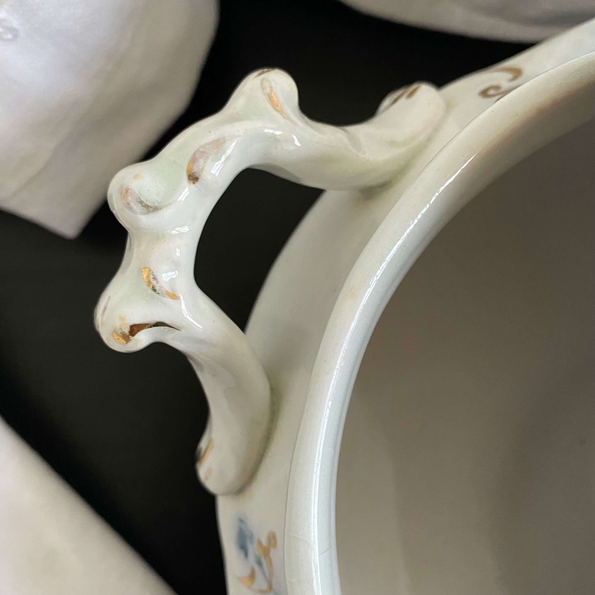 Antique Flow Blue Covered Vegetable Dishes & Platter Set - Marechal Neil by W.H. Grindley circa 1896