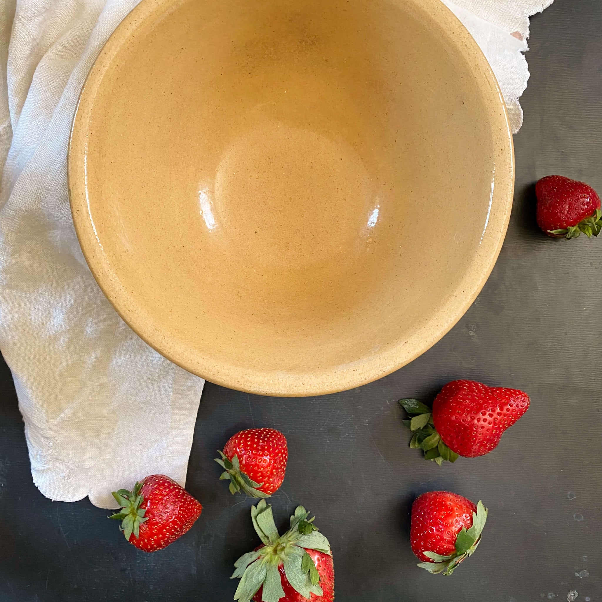 Antique Yellow Ware Mixing Bowl - Medium Size - 7 Inch Diameter