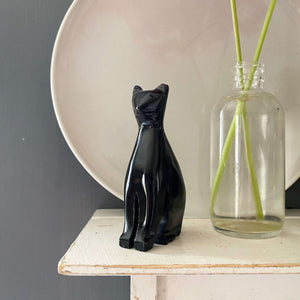 Vintage Black Onyx Cat Figurine  - A Cat Named Mother