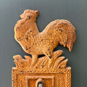 Antique Cast Iron Rooster Wall Thermometer - Celsius Temperature Gauge