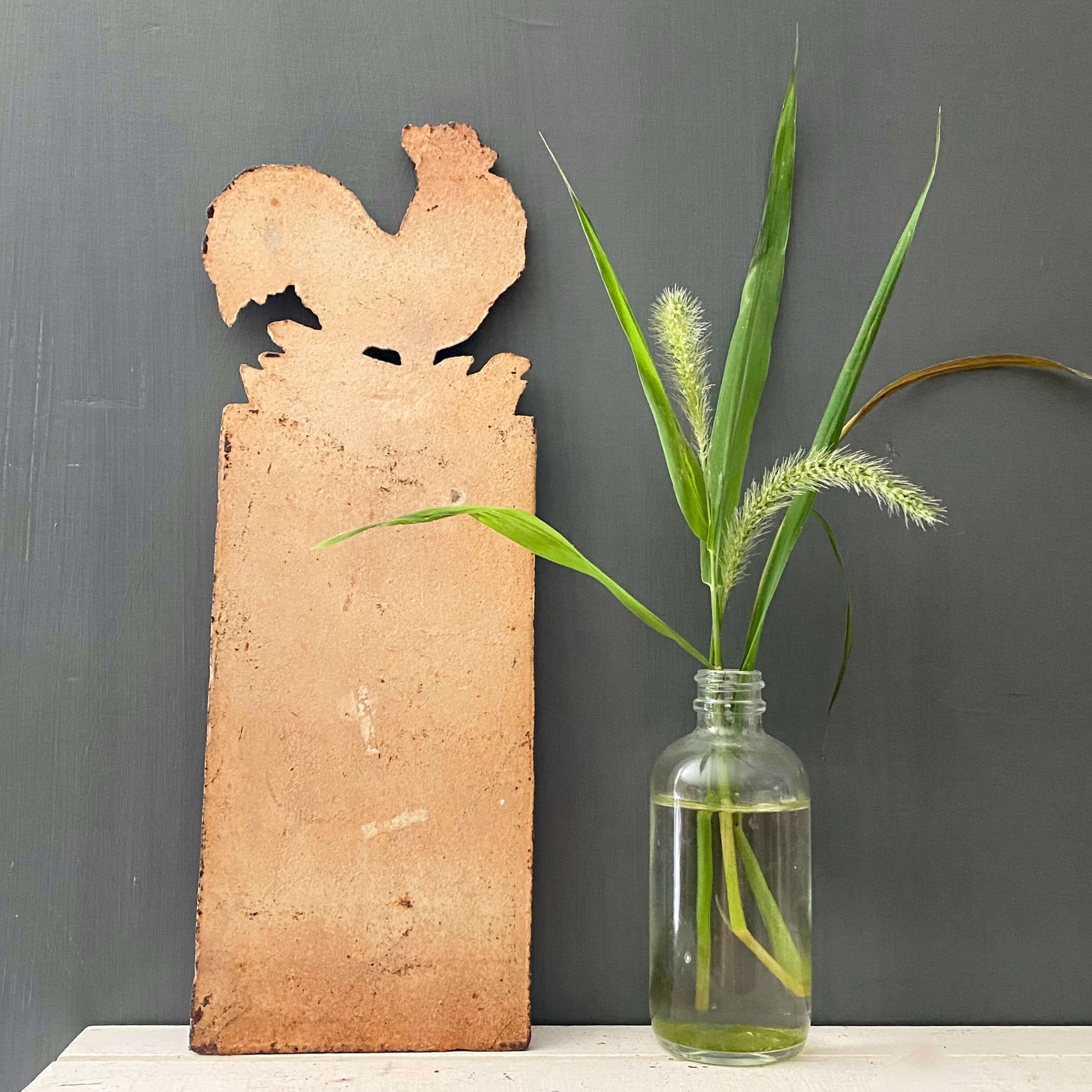 Antique Cast Iron Rooster Wall Thermometer - Celsius Temperature Gauge