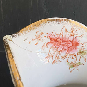 Antique Pink Floral Royal Porcelain Wash Basin & Pitcher by Maddock's Lamberton Works circa 1888-1902