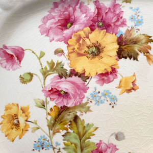 Vintage 1930s Crooksville China Platter - Euclid Pattern -  Pink & Yellow Florals with Embossed Fruit Rim
