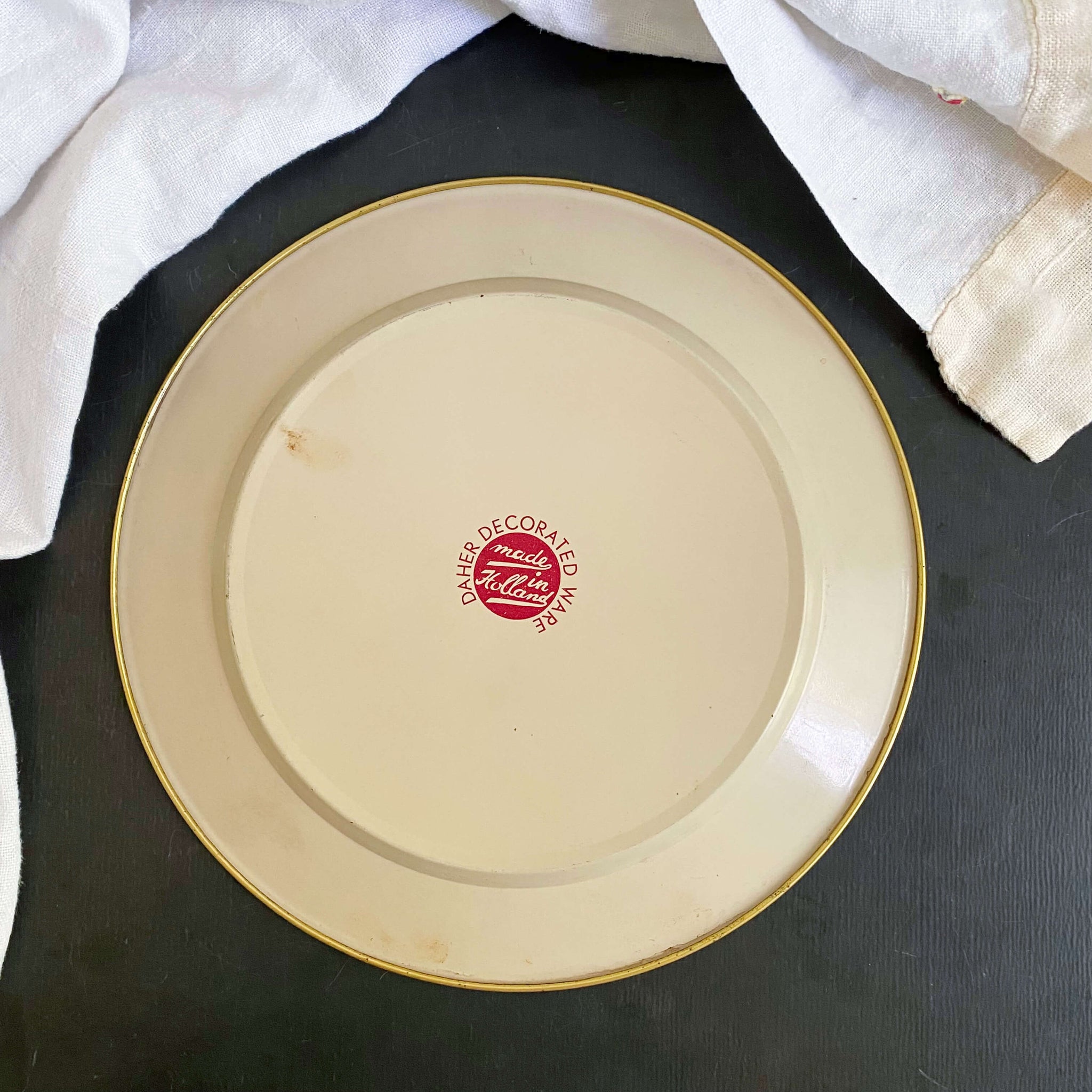Vintage Daher Floral Tin Plates Made in Holland circa 1950s-1970s - Set of Two