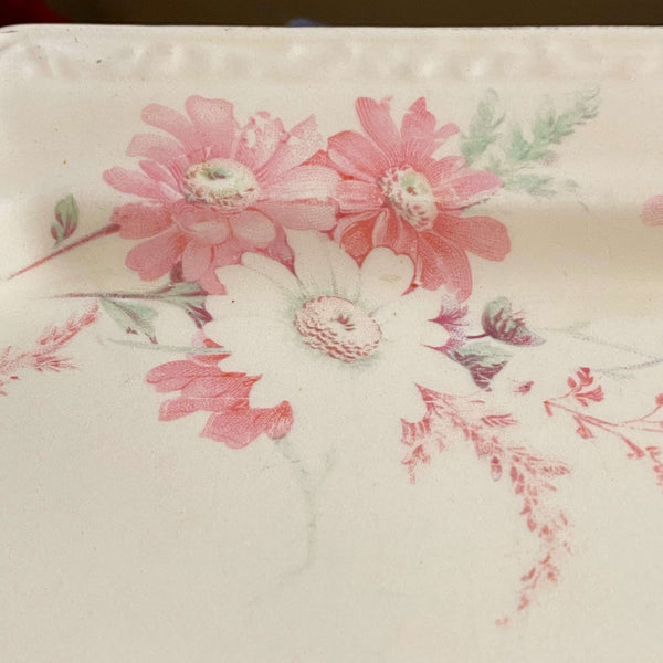 Vintage 1930s Edwin Knowles Octagonal Pink and White Floral Platter ci ...