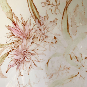 Antique Pink Floral Royal Porcelain Wash Basin & Pitcher by Maddock's Lamberton Works circa 1888-1902
