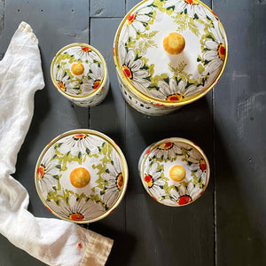 Handmade Italian Ceramic Kitchen Canisters with Handpainted Florals - Set of Four