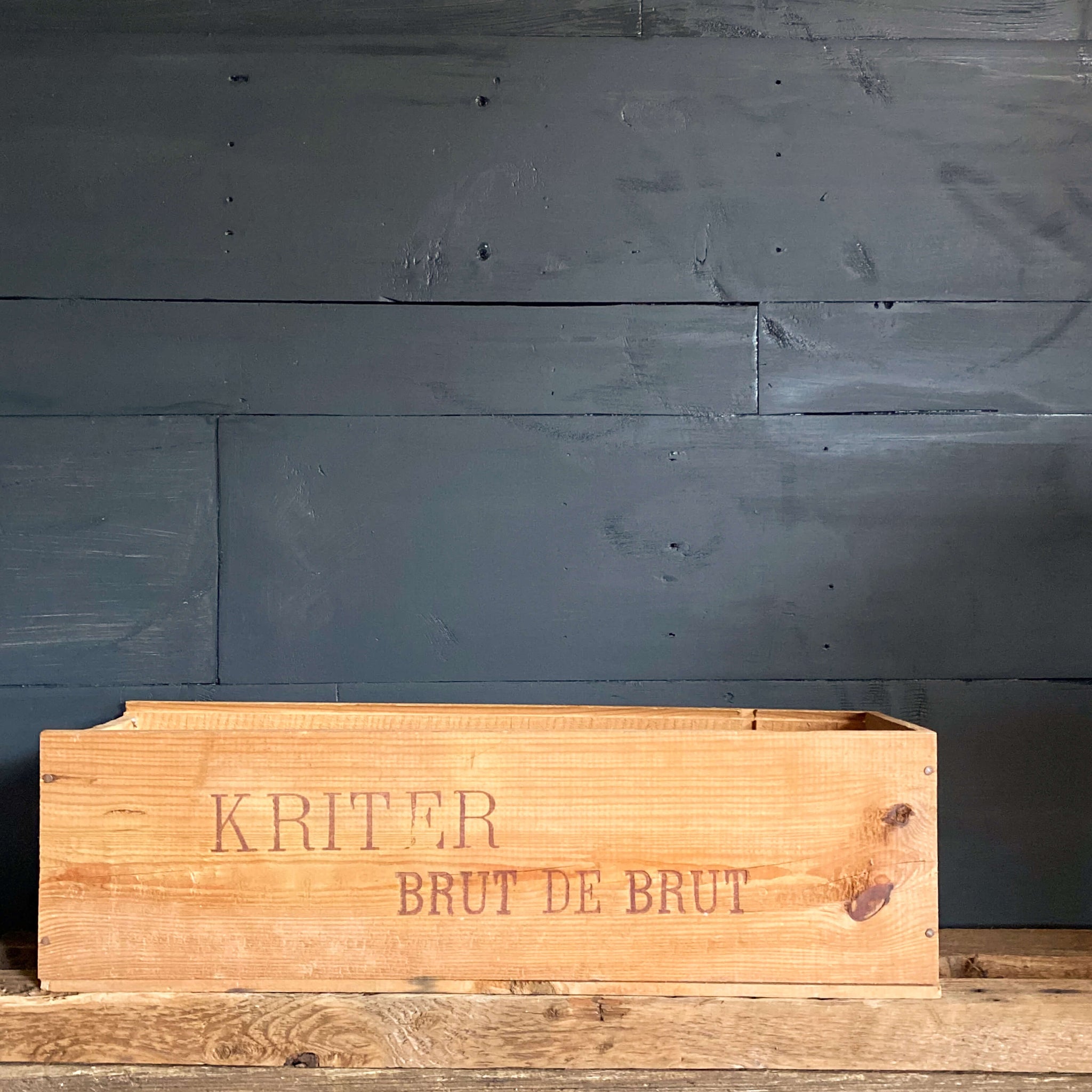 Wooden French Wine Box Crate - Kriter Brut de Brut - 21x6 Size