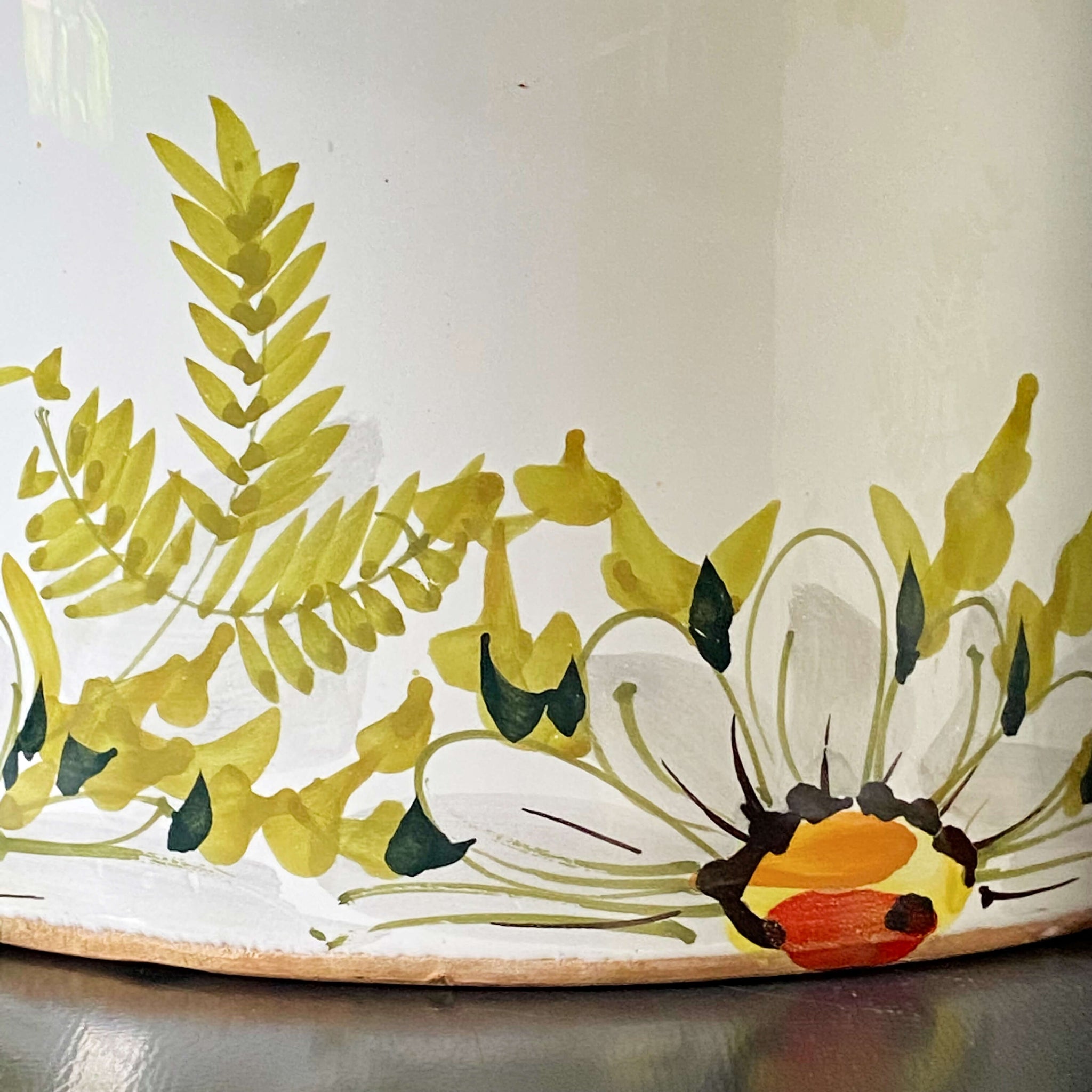 Handmade Italian Ceramic Kitchen Canisters with Handpainted Florals - Set of Four