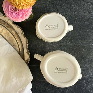 Vintage 1970s English Ironstone All White Colonial Cream & Sugar Set by J & G Meakin Sterling Series
