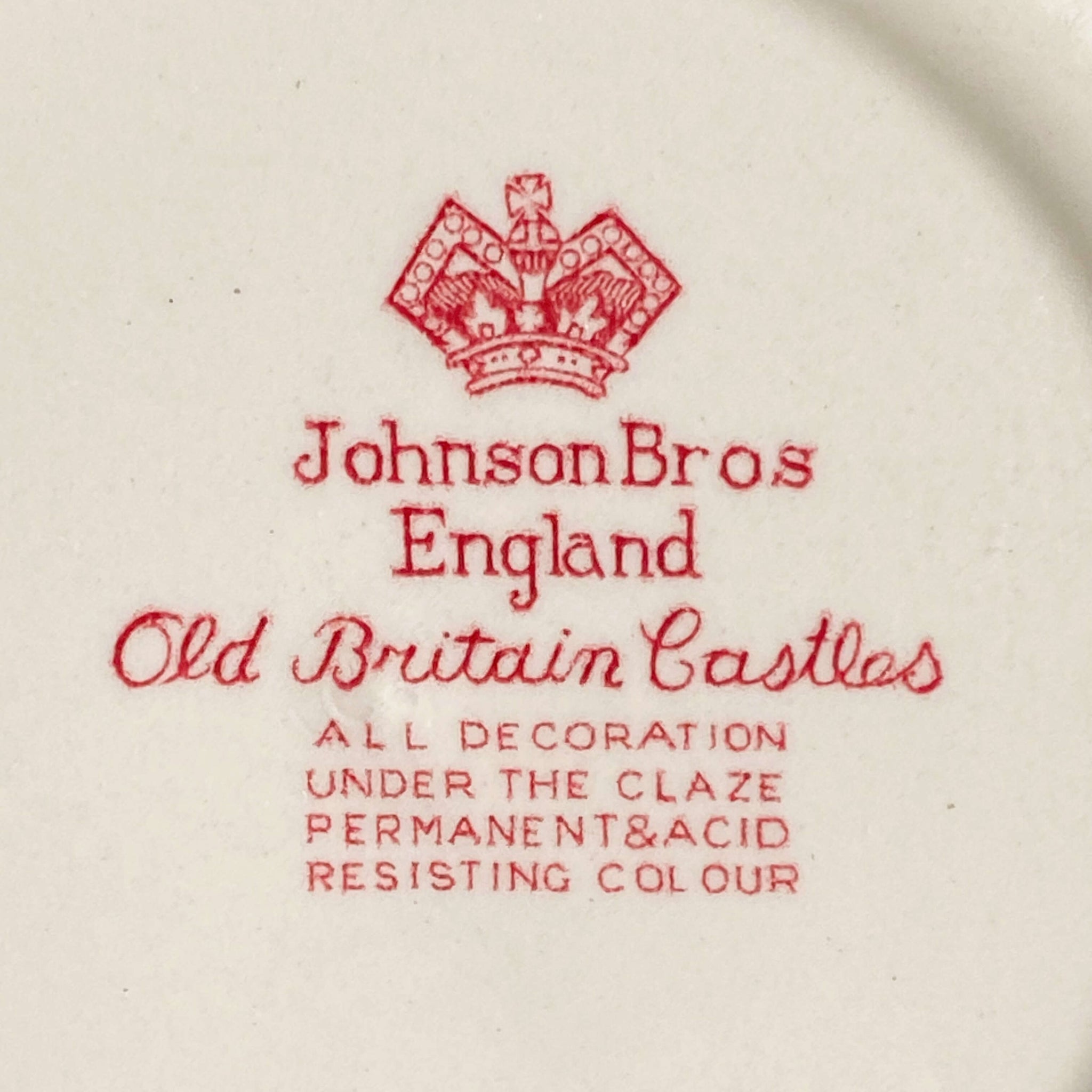 Vintage Johnson Bros Old Britain Castles Red Square Soup Bowl circa 1930s