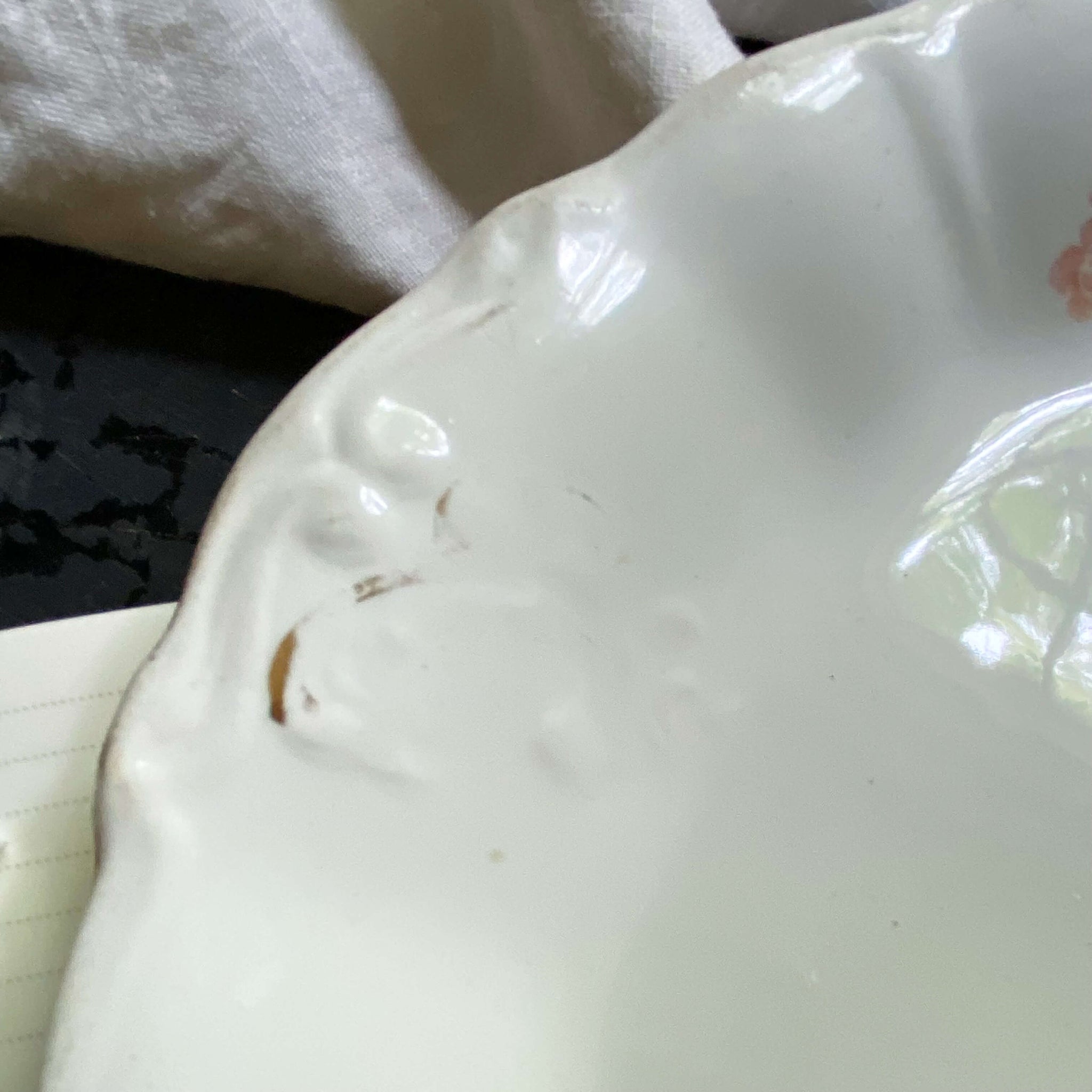 Large Antique Anchor Pottery Platter with Pink & White Flowers circa 1884-1926
