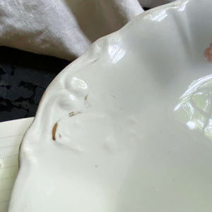 Large Antique Anchor Pottery Platter with Pink & White Flowers circa 1884-1926