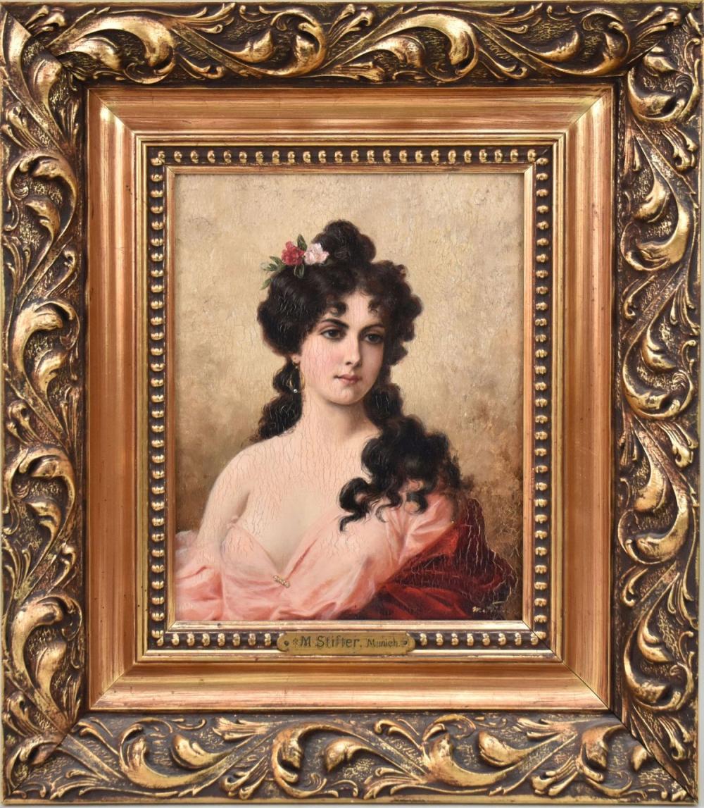 Antique Portrait Plate by The Colonial Co circa 1903-1922 after Moritz Stifter Painting