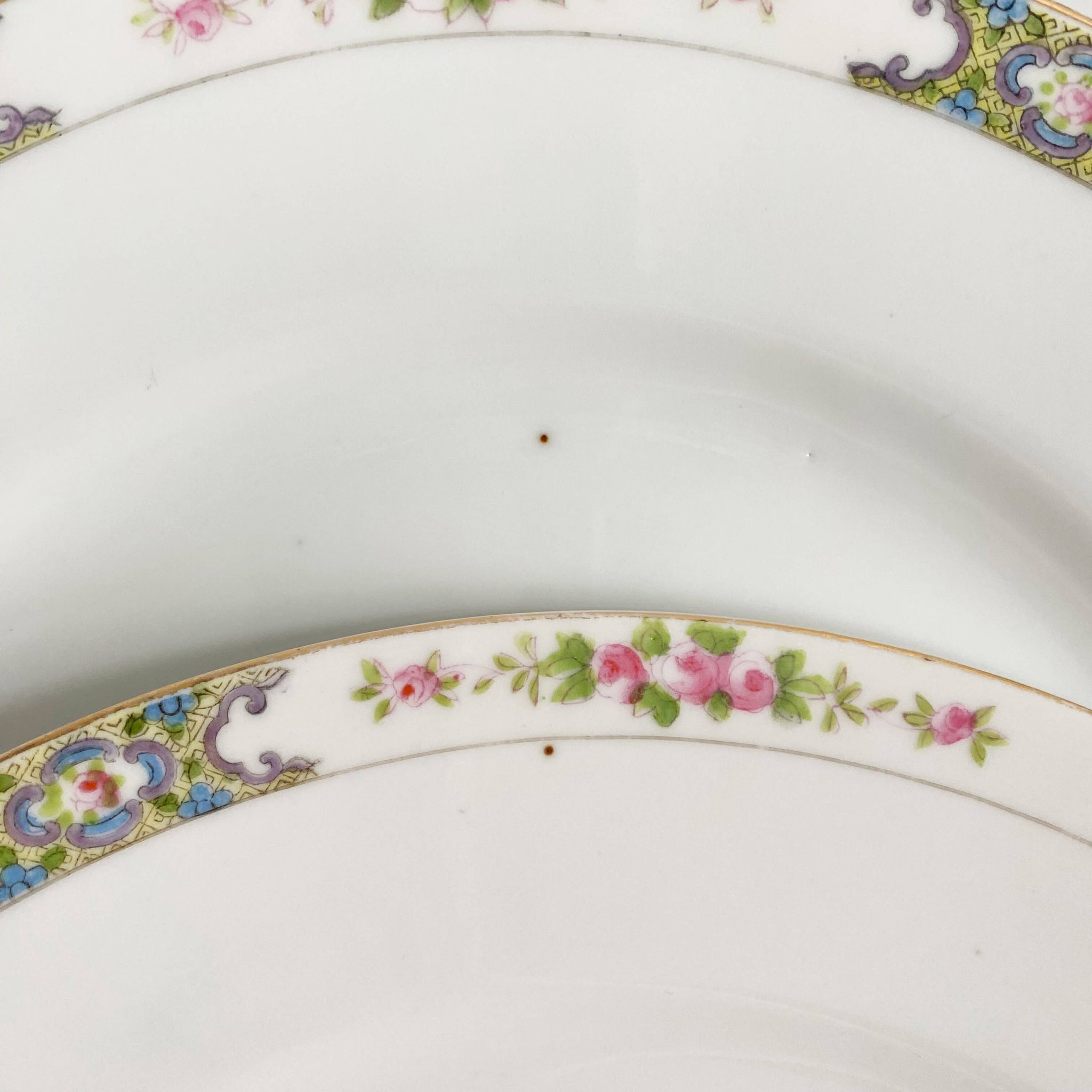 Antique Noritake Thelma Bassett Porcelain Dinner Plates - Set of Eight circa 1920s