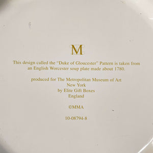 Botanical Metal Picnic Plates from the Metropolitan Museum of Art Featuring Worcester Pottery's Duke Of Gloucester Pattern  - Set of Four