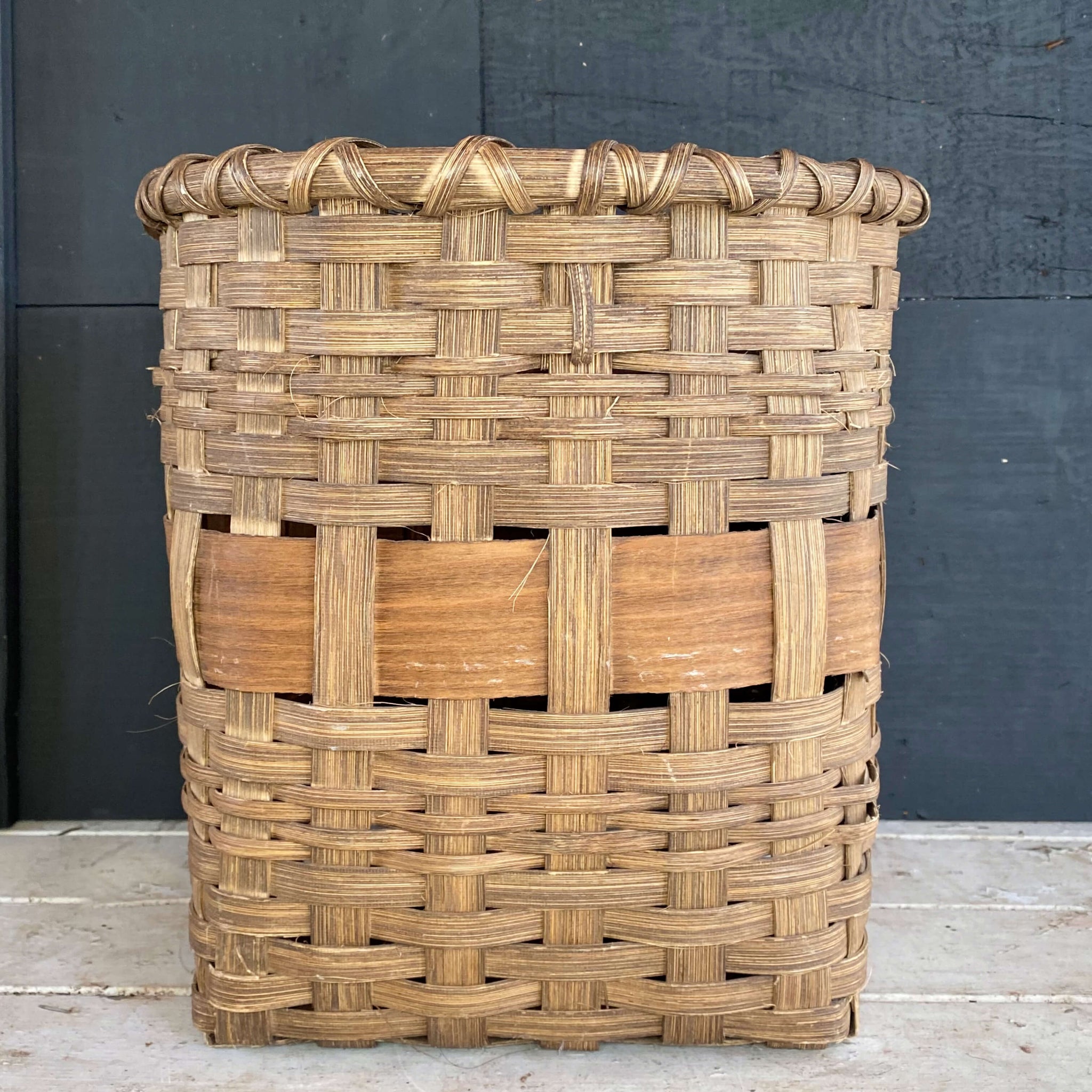 Primitive Handmade Split Oak Basket - 11" Inches Tall Rectangle Shape