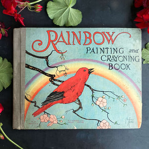 Rare Antique Coloring Book - Rainbow Painting and Crayoning Book - Illustrated by Florence Notter circa 1920s