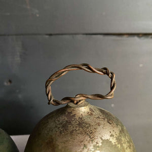 Antique Primitive Brass Livestock Bells - Set of Three