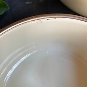 Vintage Kobe Porcelain Enamelware Mixing Bowl & Small Bowl with Lids - Set of Two circa 1980s