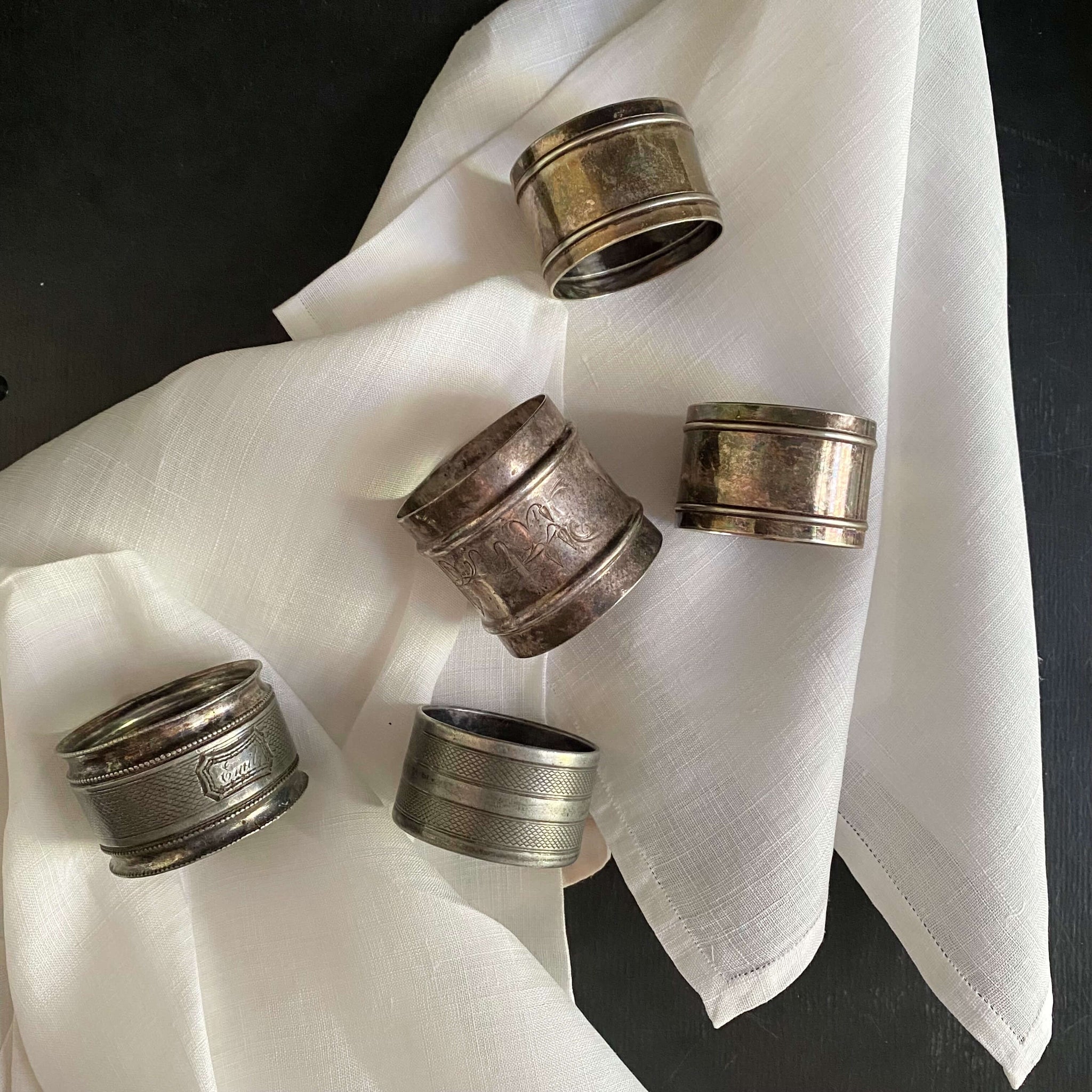 Mismatched Set of Vintage and Antique Napkin Rings - Set of Five
