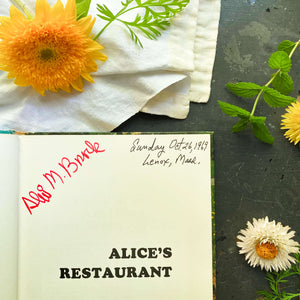 Alice's Restaurant Cookbook by Alice May Brock - Signed 1969 Edition First Printing