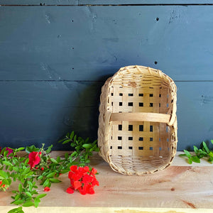 Small Handmade Split Oak Gathering Basket - Rectangular Shape with Handle 10x6