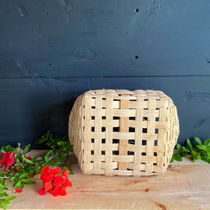 Small Handmade Split Oak Gathering Basket - Rectangular Shape with Handle 10x6