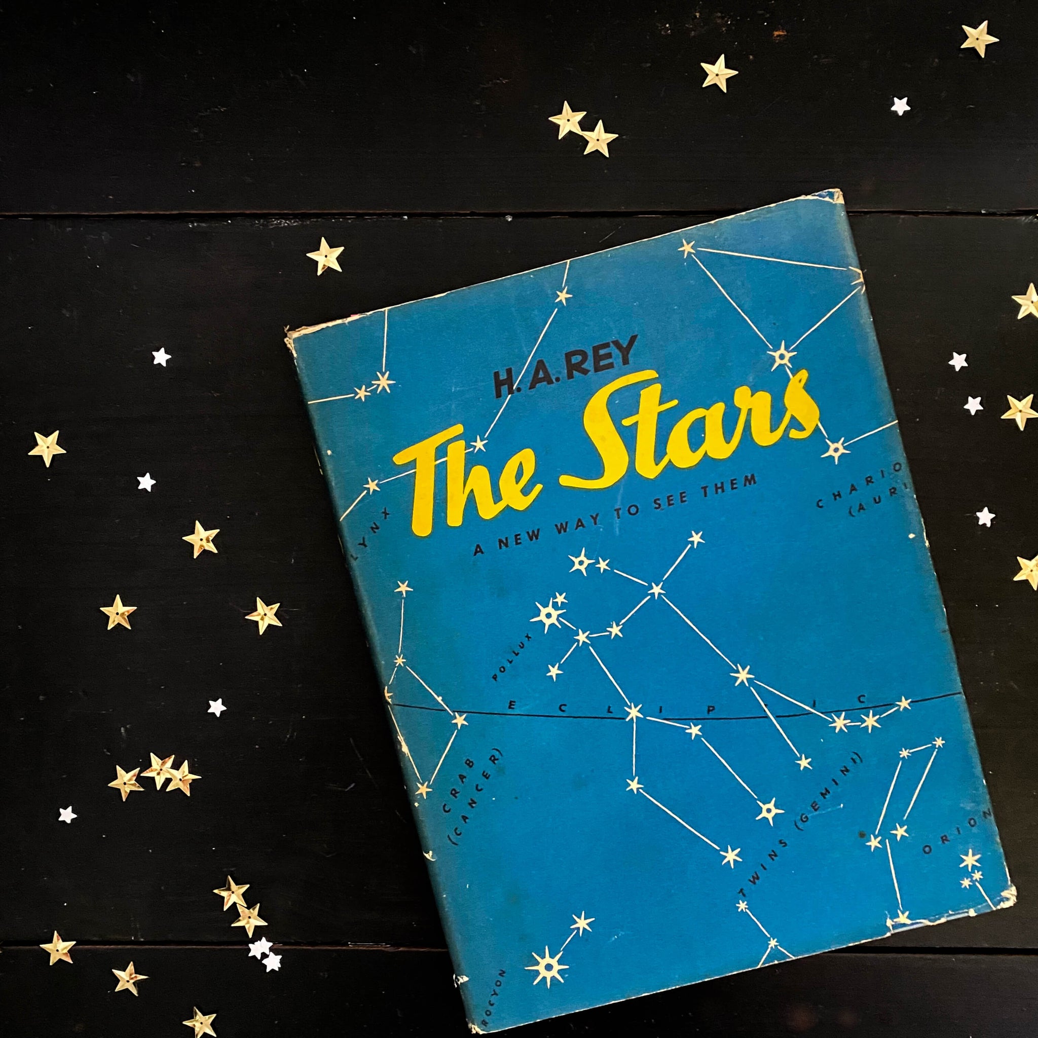 The Stars by H.A. Rey - 1956 Edition Fourth Printing with Wall-Size Chart of the Constellations