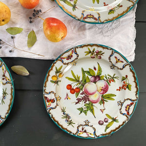 Botanical Metal Picnic Plates from the Metropolitan Museum of Art Featuring Worcester Pottery's Duke Of Gloucester Pattern  - Set of Four