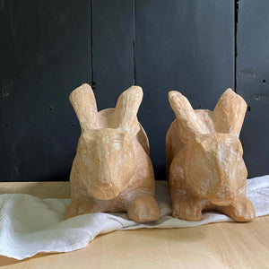 Large Vintage Papier Mache Rabbits by Palecek - Set of Two