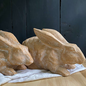 Large Vintage Papier Mache Rabbits by Palecek - Set of Two