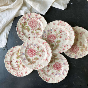 Vintage Johnson Bros Rose Chintz Bread Plates Set of Six circa