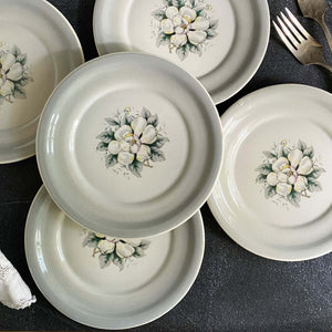 Vintage 1950s Harker Pottery Magnolia Bread Plates - Set of Five