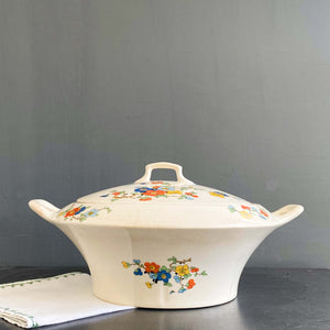 Vintage 1920s Crooksville Ivora Floral Covered Dish Tureen circa 1927