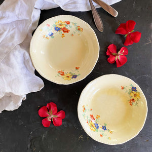 Vintage 1920s Yellow Floral Berry Bowls by Edwin Knowles circa 1929