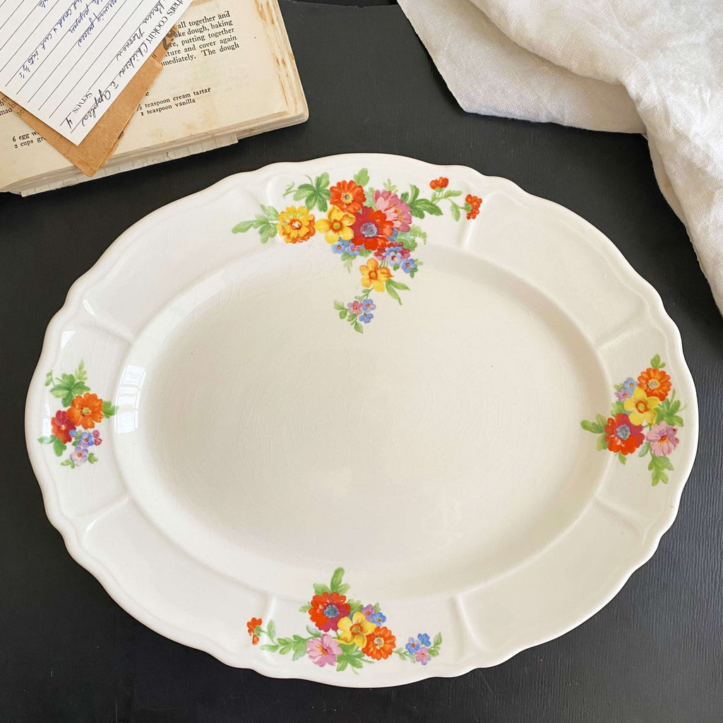 Vintage 1930s Homer Laughlin Hostess Pattern Floral Platter circa 1939