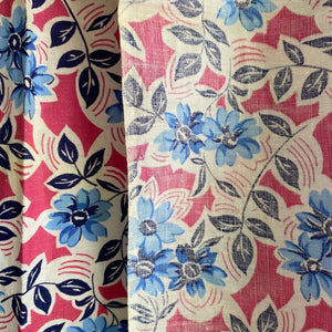 thumbnail image 2 of Vintage Original 1940s Scrunched Flowers Cotton Fabric – 3.5 Inches, Made In Czechoslovakia 2 of 5