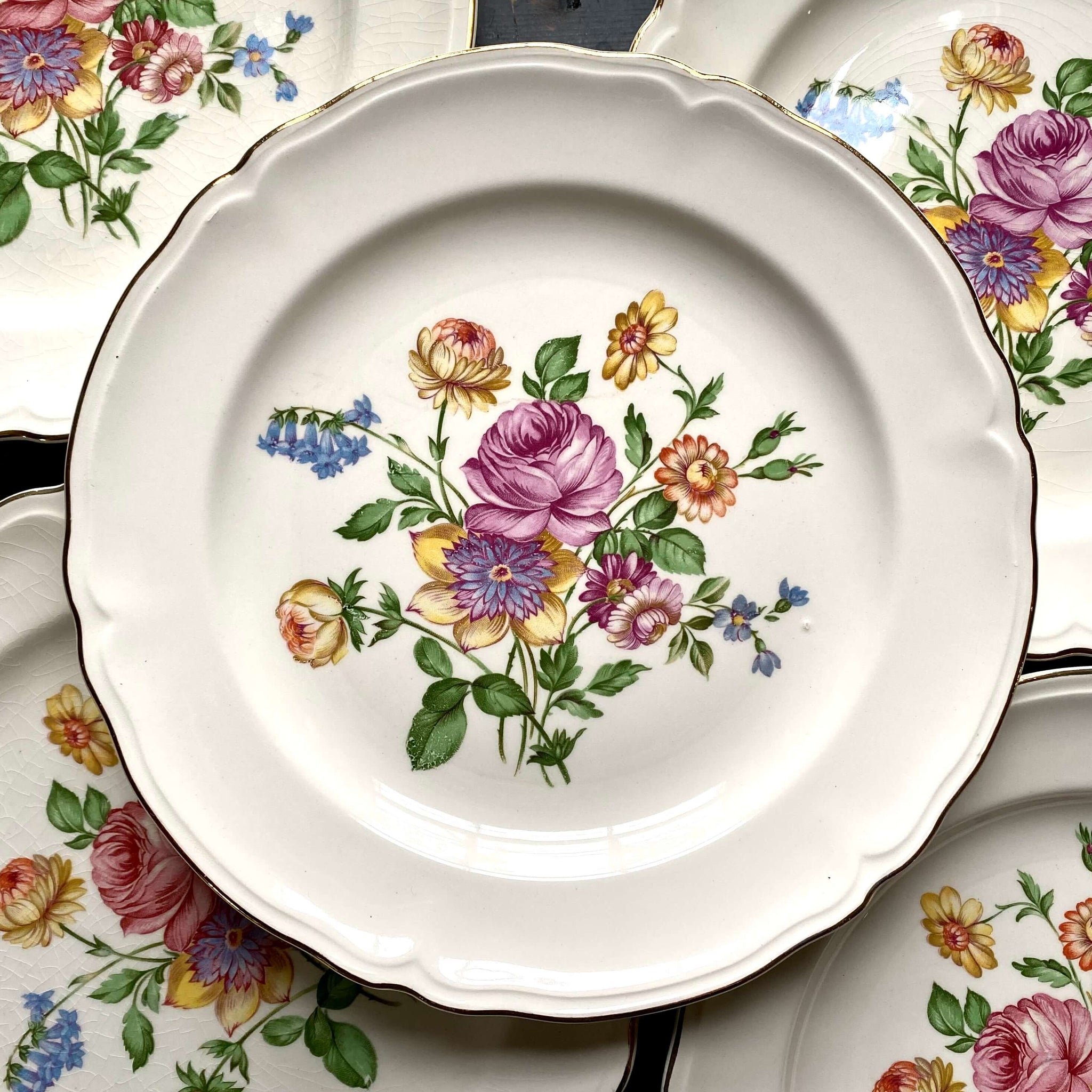 Vintage Edwin Knowles Navarre Pattern Luncheon Plates Set of Six circa ...