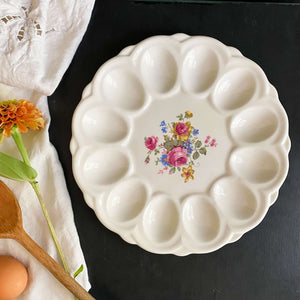Vintage 1940s Floral Deviled Egg Dish by E & R American Art Ware