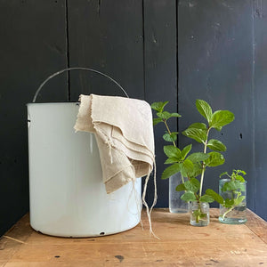 Vintage Enamelware Pail Trash Can Liner with Handle circa 1940-1950s